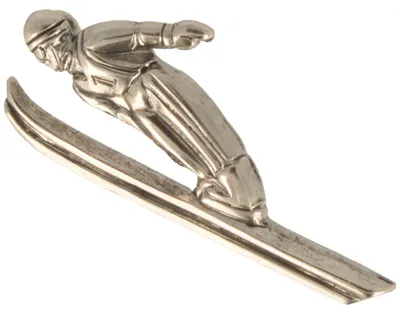 Hutanstecker Skispringer von Hut-Breiter in silber