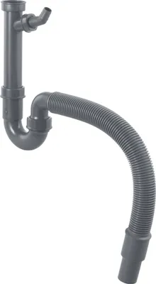 Produktbild von CORNAT Rezyklat Röhren-Geruchsverschluss für Spültische - 1 1/2 Zoll - Mit flexiblem Abangsrohr & Geräteanschluss - Hergestellt aus recycelten Kunststoffen, Grau, T353304R