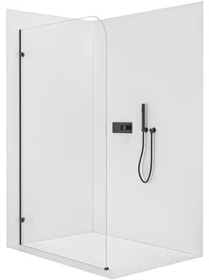 Zdjęcie produktu dla CERANO – Kabina prysznicowa Walk-in Orbis L/P – 8 mm – czarna matowa, szkło przezroczyste – 100 x 200 cm
