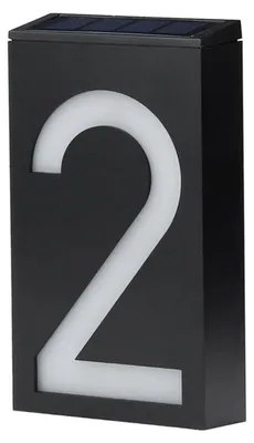 LED-Solar-Hausnummernschild, schwarz, 11x20 cm, für Außen