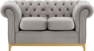 Produktbild von SLF24 - Zweisitzer-Sofa Chesterfield Wood - hellgrau - Velluto 15