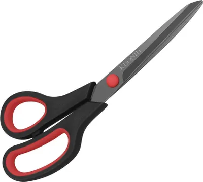 Produktbild von KUONIIY Titanbeschichtete Schere mit Komfortgriff, Mehrzweck, schwarz-rot, 19,5 cm