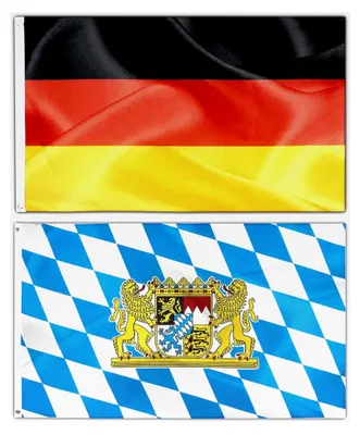 Produktbild von Bayern- und Deutschlandflagge 90 x 150 cm für Deko mit 2 stabilen Metallösen