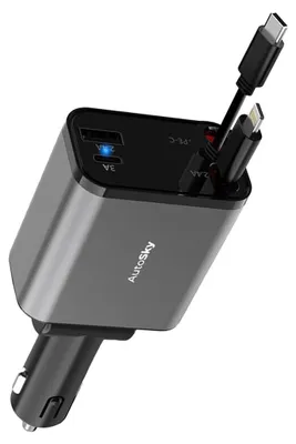 Produktbild von AutoSky 4-in-1 Retractable Car Charger ARCC-101 | 4-in-1 Autolagerät mit Schnellladefunktion