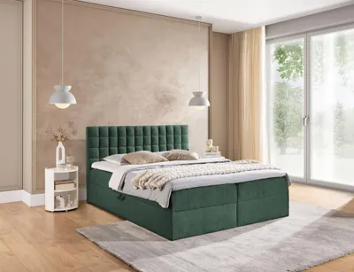Produktbild von Boxspringbett Schlafzimmerbett TORIBO PREMIUM 140x200cm Stoff Coral Meeresgrün
