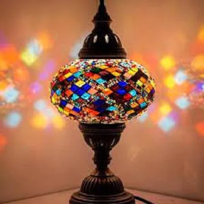Immagine prodotto di Lampada da tavolo turca con vetro mosaico colorato da 13 cm - Lampada orientale per un'illuminazione suggestiva