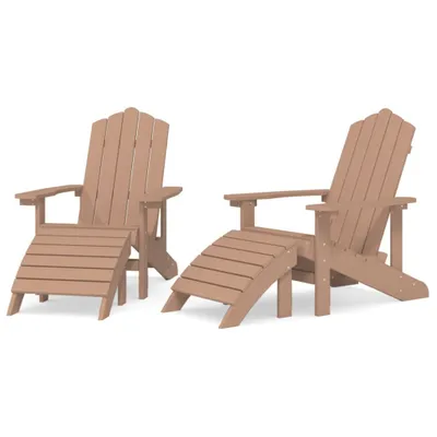 Produktbild von vidaXL Adirondack-Gartenstühle 2 Stk. mit Hockern HDPE Braun