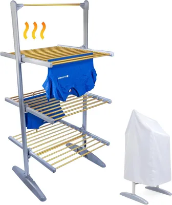 Immagine prodotto di Torre di asciugatura elettrica - Stendibiancheria riscaldato - Stendino - Stendino elettrico - Stendino per asciugare i vestiti - 4 livelli, pieghevole