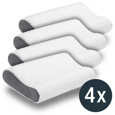 Produktbild von 4 x Sleezzz Premium Viskoelastik Nackenstützkissen 50 x 32 x 11 cm mit hautsympathischem Doppeltuch-Bezug