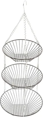 Image de Panier suspendu en fil de fer, en métal, à trois niveaux, pour fruits, légumes et pain, avec crochet