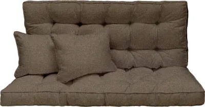 Produktbild von Hollywoodschaukel Auflage 150x50 cm, 3-Sitzer, dick gepolstert, Savana Dunkel, Gartenbank, Balkon, Kissen Set [133]