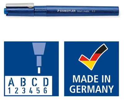 Zdjęcie produktu dla Staedtler Mars, Niebieski, 0,3 mm, Okrągły, 1 szt., Niemcy