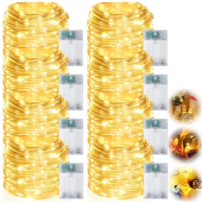 LED-Lichterkette 8er Set, 5 m, 50 LEDs, warmweiß, Kupferdraht