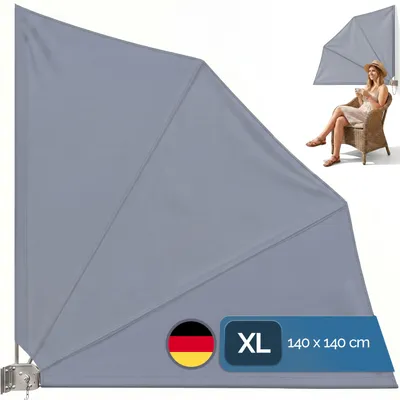 Produktbild von DETEX® Balkonfächer Sichtschutz inkl. Abdeckung 140x140cm Wetterfest UV-beständig Faltbar Terrasse Seitenmarkise Sonnenschutz Wandhalterung Anthrazit