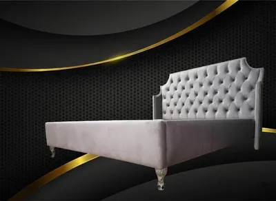 Produktbild von Chesterfield Betten Bett Polster Hotel Doppel Luxus Design Samt Stoff 160x200