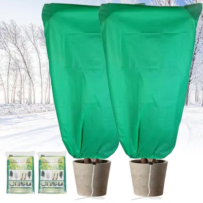 Produktbild von Winterschutz für Pflanzen, 2 Stück, 80 x 120 cm. Winterschutz für Topfpflanzen mit Reißverschluss, Frostschutz für Palmen, Olivenbäume und Balkonpflanzen. Reißfest, grün.