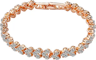 Produktbild von Damen-Armband, modisch, voller Zirkonia, eingelegt, Armreif, Party-Schmuck, Geschenk-Roségolden