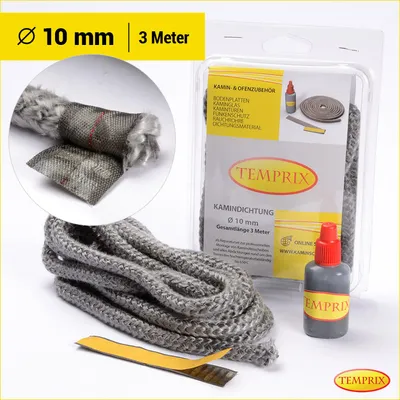 Product packaging and contents for fireplace sealing.