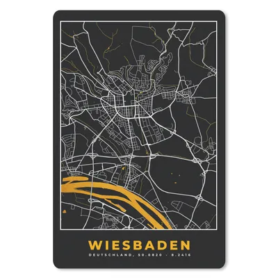 Produktbild von MuchoWow® Mauspad Mousepad Wiesbaden - Deutschland - Karte - Gold - Stadtplan 18x27 cm - Mousepads - Maus Mat - Pad - Mausunterlage