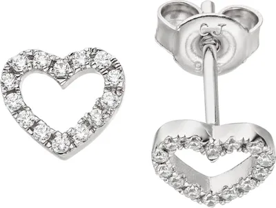 Produktbild von JOBO Ohrstecker Herz 925 Sterling Silber 28 Zirkonia Ohrringe Herzohrstecker