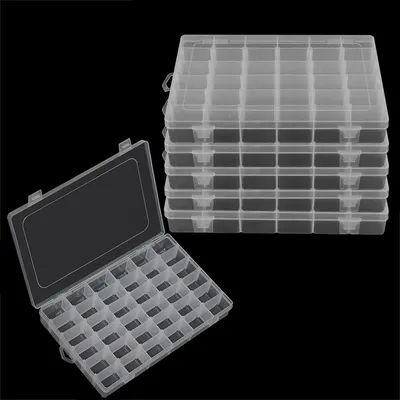Imagen del producto de Cajas de almacenamiento, 6 unidades - 36 compartimentos - Divisores ajustables - Diseño transparente - Cajas de clasificación - Para cuentas/joyas - Cajas organizadoras