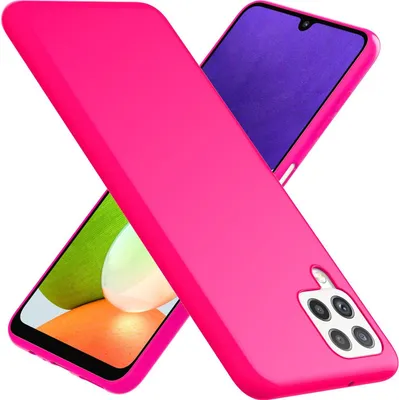 Immagine prodotto di NALIA Custodia in silicone neon colorato per Samsung Galaxy A22, colore intenso rosa gommato antiscivolo e vellutato