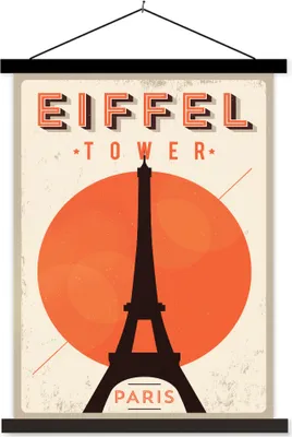Produktbild von MuchoWow® Textilposter Eiffelturm - Vintage - Paris 40x53 cm mit schwarzem Rahmen - Abbildung