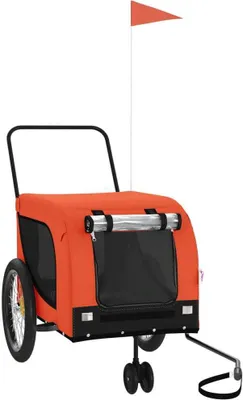 Produktbild von vidaXL Fahrradanhänger Hunde Orange und Schwarz Oxford-Gewebe & Eisen