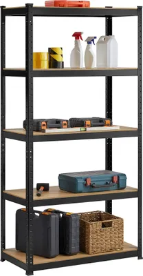 Produktbild von Yaheetech Schwerlastregal Lagerregal 180x90x45 cm, Kellerregal, max. 1325 kg belastbar, 5 Ablagen, Schwarz