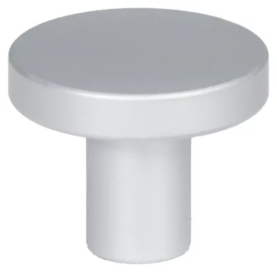 Image de Bouton de meuble rond 25 mm, argent satiné mat, aluminium, style loft/industriel, vis de montage incluse