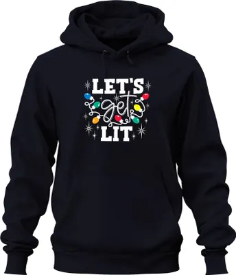 Produktbild von Let's Get Lit Weihnachten Lichterkette Weihnachtsfeier Party Uni Hoodie Kapuzenpullover, Navy, M