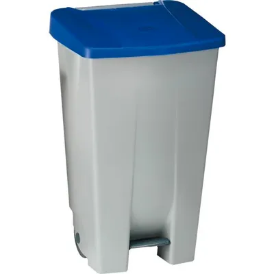 Image de Poubelle à pédale grise/bleue, capacité : 120 litres