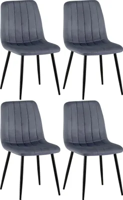 Produktbild von CLP 4er Set Stühle Dijon mit Lehne dunkelgrau Material Samt
