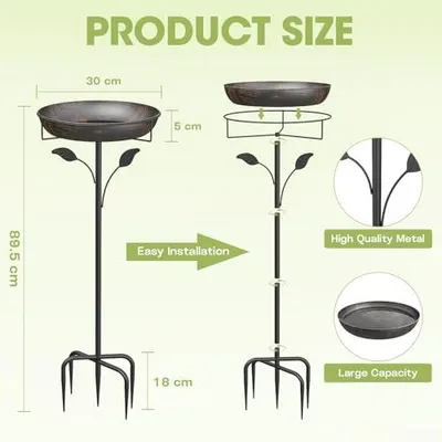 Zdjęcie produktu dla Poidło dla ptaków metalowe 30 cm ogrodowe wanienka kąpielowa dzikich