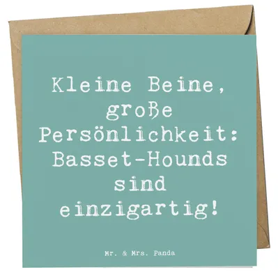 Produktbild von Mr. & Mrs. Panda Grußkarte Spruch Basset Hound Persönlichkeit - Meeresbrise - Geschenk, anlasskarte, doppelkarte, Klappkarte, liebenswert, treu, Glückwunschkarte