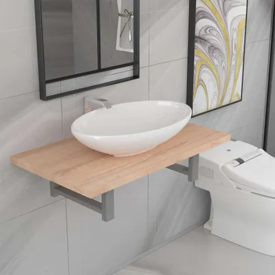 Imagen del producto de Maison Exclusive: Juego de dos piezas de muebles de baño, cerámica, color marrón nogal