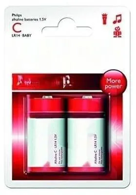 Image de Lot de 10 piles alcalines Philips LR14P2B, de 1,5 V, idéales pour