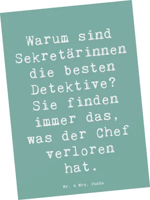 Produktbild von Mr. & Mrs. Panda Postkarte Spruch Sekretärin Detektiv - Meeresbrise - Geschenk, Berufsliebe, Postkarten, Detektive, Sekretärinnen wertschätzen, Büroheldin, Berufe, Beruf