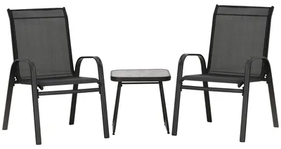 Produktbild von 3-teiliges Gartenset - Gartenmöbelset - Balkonset - Lounge-Set - Terrassenmöbel - Stapelbare Stühle