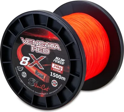 Zdjęcie produktu dla Żyłka Uni Cat 8 X Vencata Red 0,50 mm, 1500 m, 48 kg