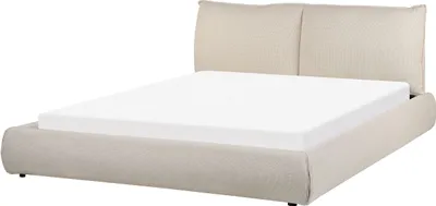 Obrázok produktu pre BELIANI Posteľ béžová polyester látkové čalúnenie 160 x 200 cm lamelový rošt hrubé čalúnené čelo postele moderný štýl spálňa