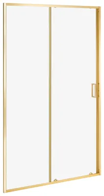 Produktbild von BELIANI Duschschiebetür Gold Hartglas u. Aluminiumprofile 120 cm Breit 190 cm Hoch Modern Klarglas Gleittür Einzelschiebetür Duschtür für Nische