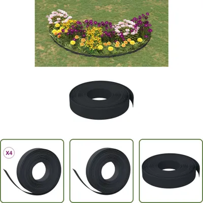 Image de The Living Store Bordure de pelouse 4 pcs Noir 10 m 10 cm Polyéthylène