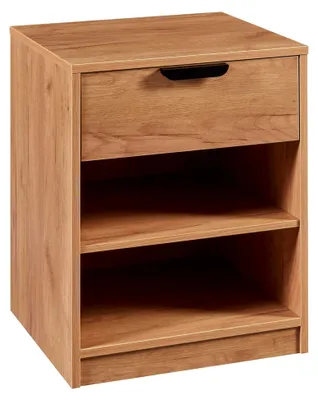 Produktbild von Nachttisch Varkaus Beistelltisch mit Schublade und 2 offenen Ablagefächern 55 x 43 x 40 cm Holz in Eichenoptik
