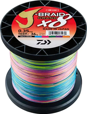 Immagine prodotto di DAIWA J-Braid Grand 8-Braid, 1500m, 0,28mm, 26,5kg / 58lbs, multicolore, filo da pesca intrecciato, 12795-228