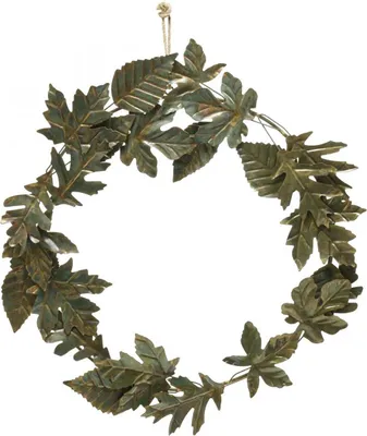 Produktbild von Wanddeko Blätterkranz Metall Messingoptik Herbstdeko Vintage Ø52cm