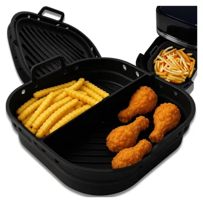 Produktbild von EDIBAZZAR | Silikoneinsatz für Heißluftfritteuse, wiederverwendbare schwarze Backform