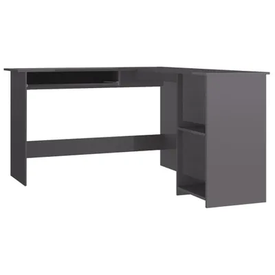 Obrázek produktu pro vidaXL Rohový psací stůl ve tvaru L ve vysokém lesku šedý 120 × 140 × 75 cm