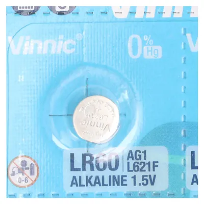Produktbild von Alkalische Mini-Knopfbatterie Vinnic G1 / AG1 / L621 / LR60 Blister zu 10 Stück