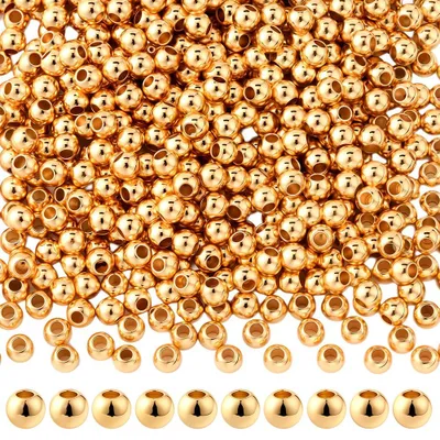 600 Stück 3 mm 14K vergoldete runde Perlen für Schmuck DIY
